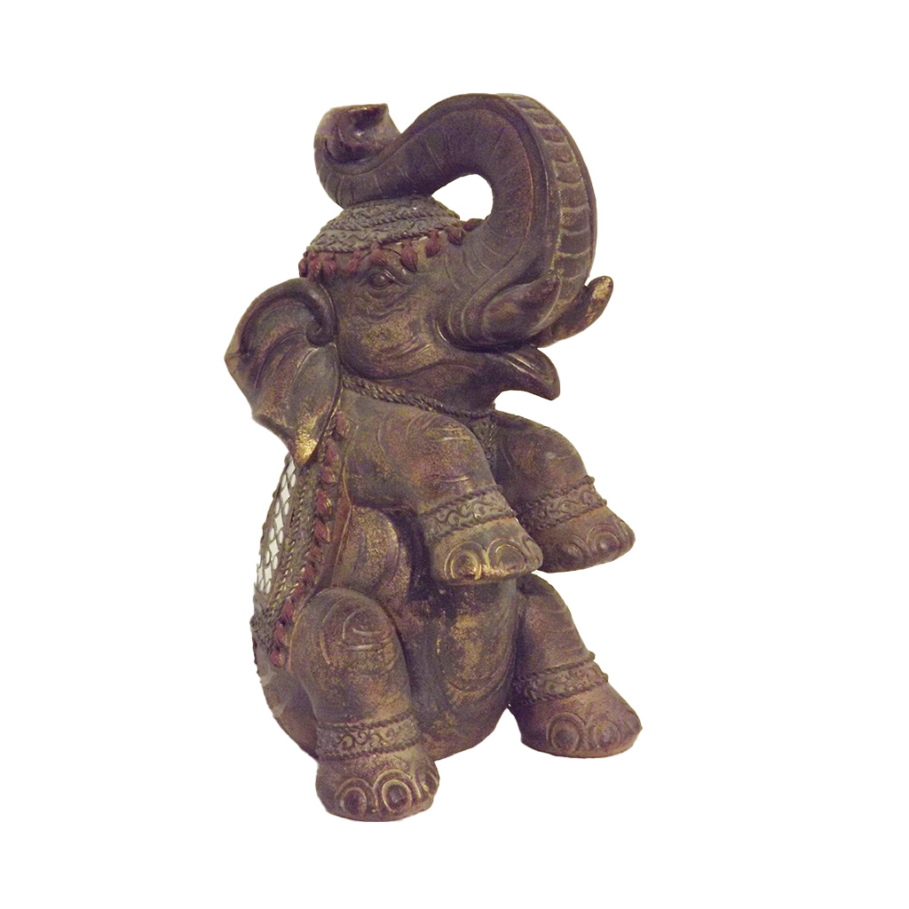 Sitzende Elefantenstatue mit Dekoration - Höhe 33 cm - Eviro Bambus