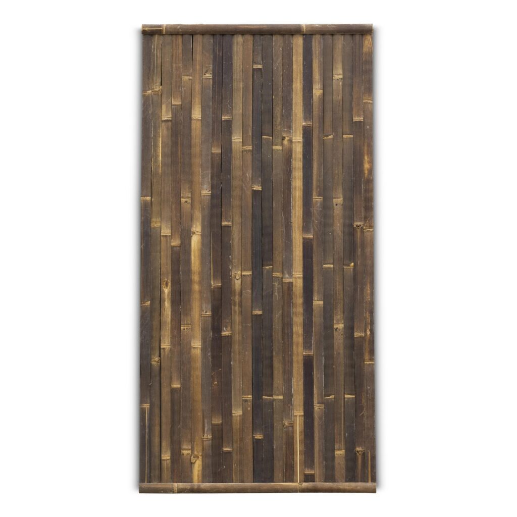 Bambuszaun Streifen - 90 x 180 cm - Dunkel - Vertikale Latten - Eviro Bambus