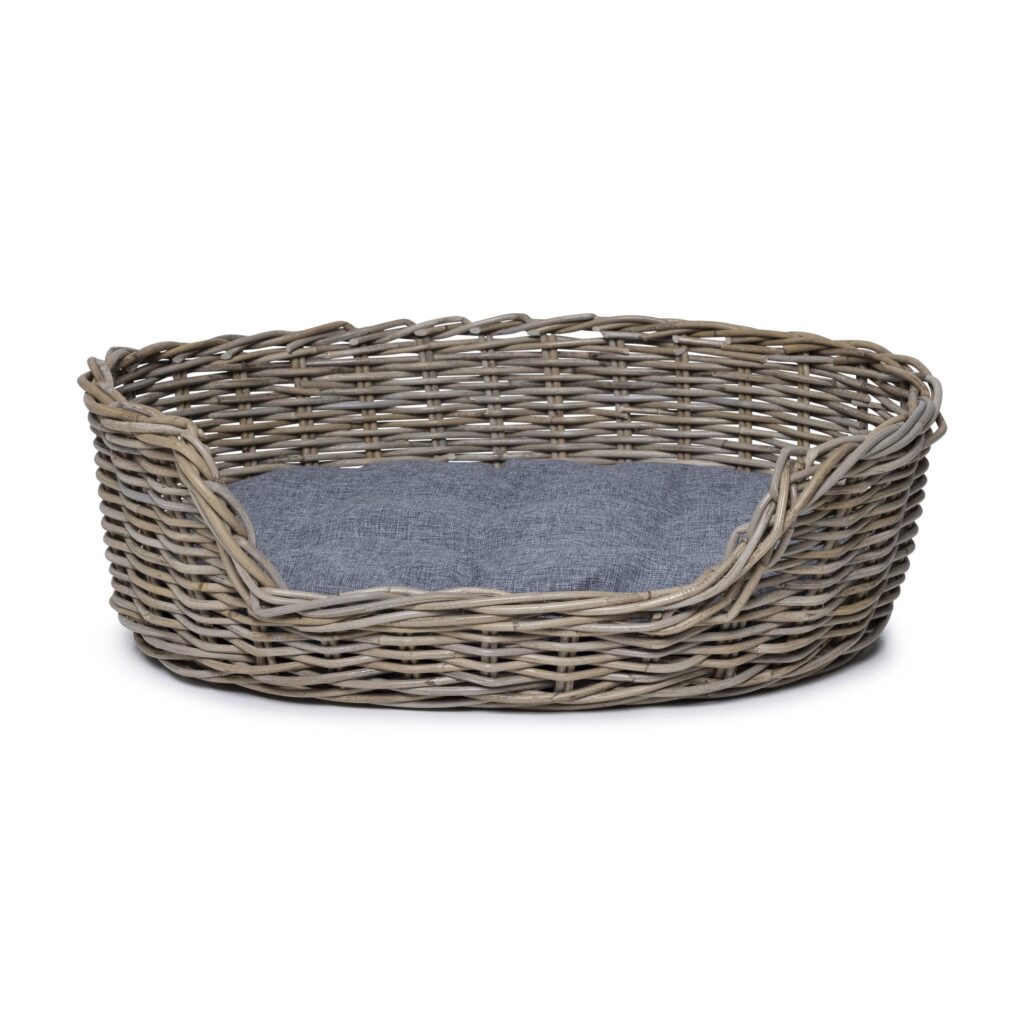 Rattan Hundekorb Oval - 70 cm lang - Naturgrau - PVB Collection