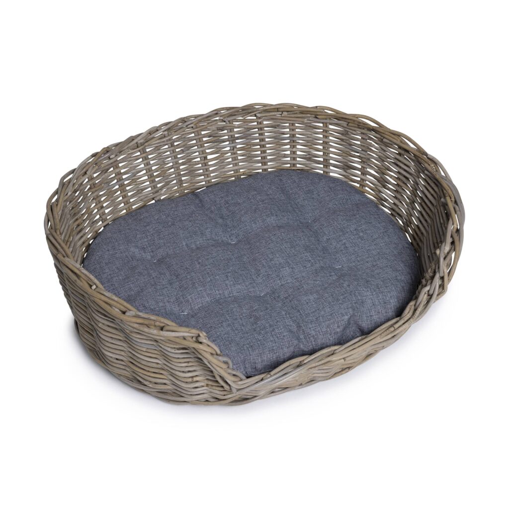 Rattan Hundekorb Oval - 70 cm lang - Naturgrau - PVB Collection