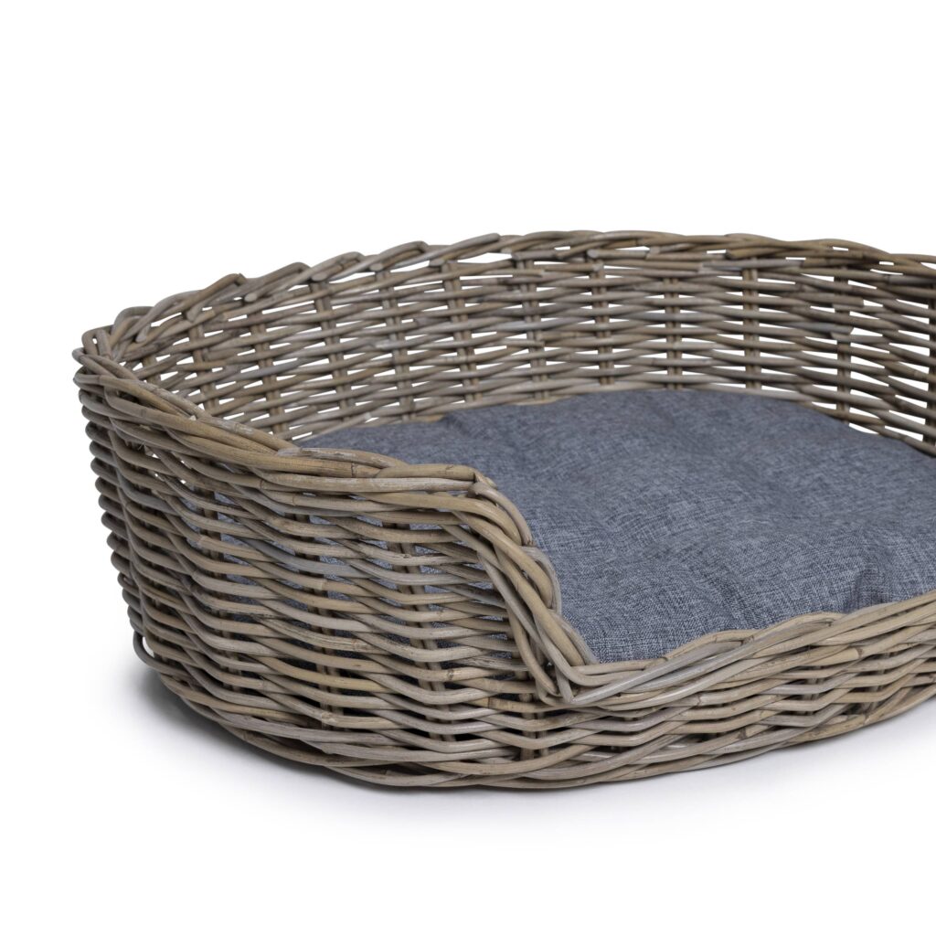 Rattan Hundekorb Oval - 70 cm lang - Naturgrau - PVB Collection