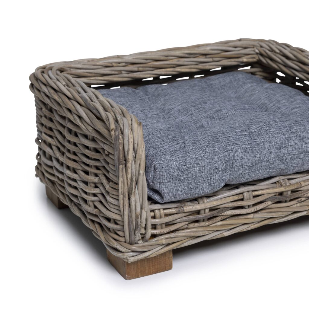 Rattan-Hundekorb Rechteckig - 50 cm lang - Naturgrau - PVB Collection