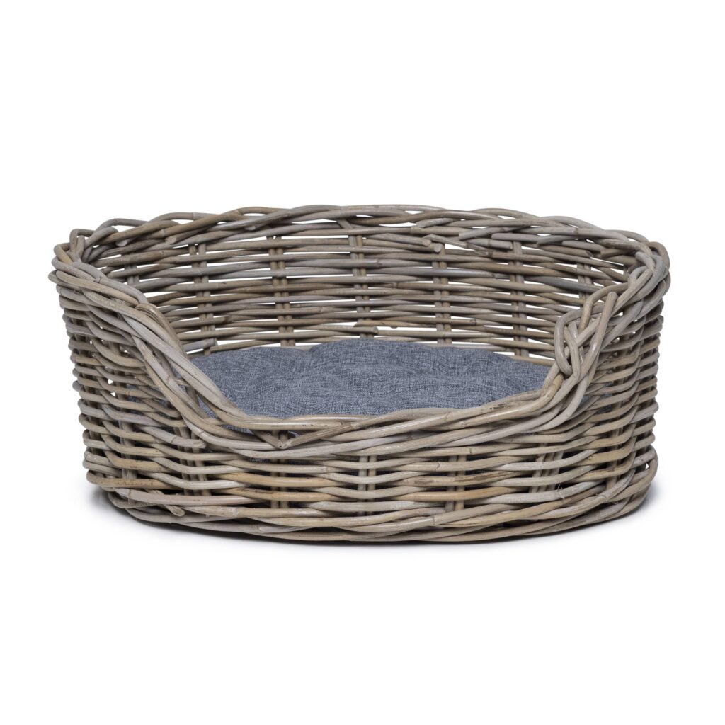 Rattan Hundekorb Oval - 50 cm lang - Naturgrau - PVB Collection