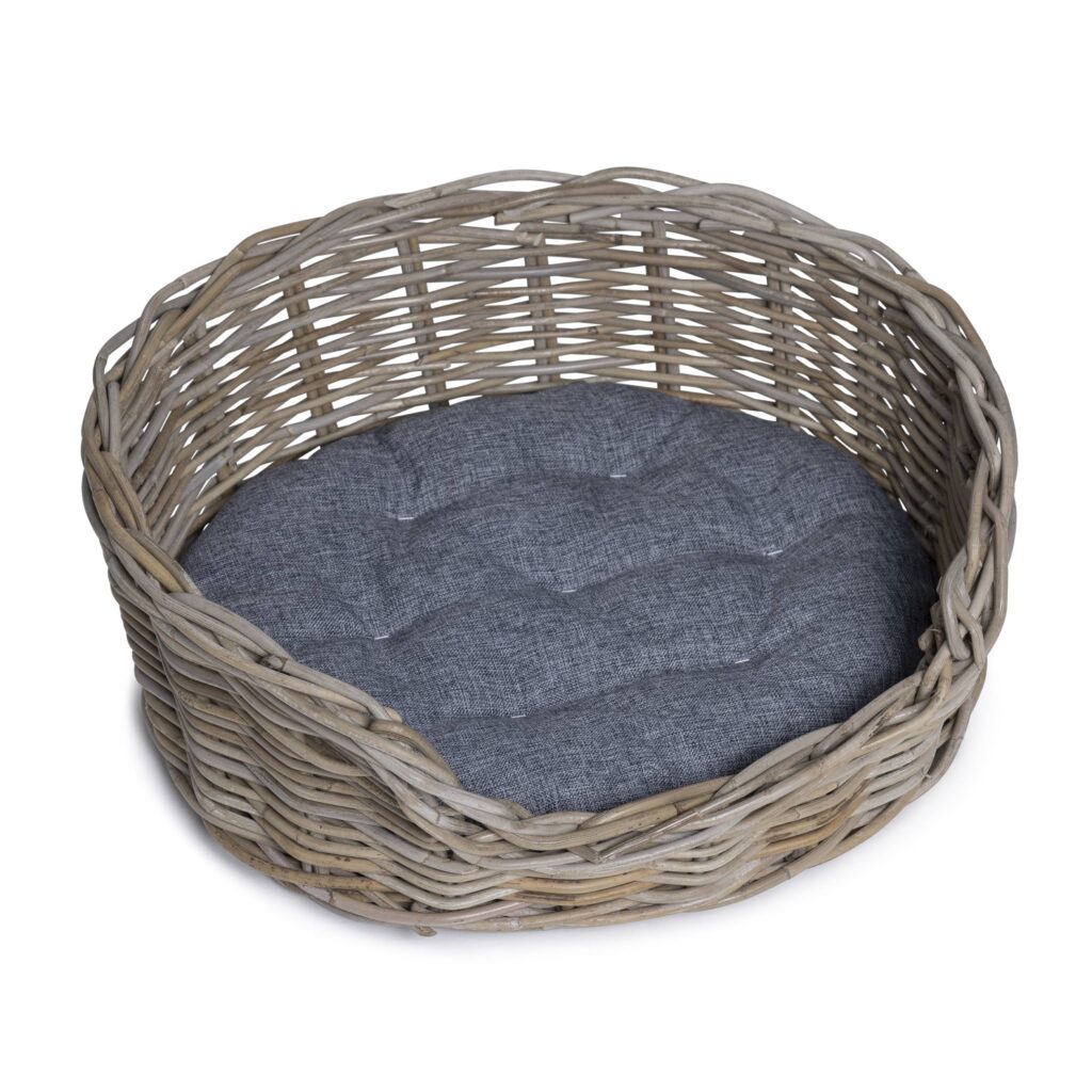 Rattan Hundekorb Oval - 50 cm lang - Naturgrau - PVB Collection