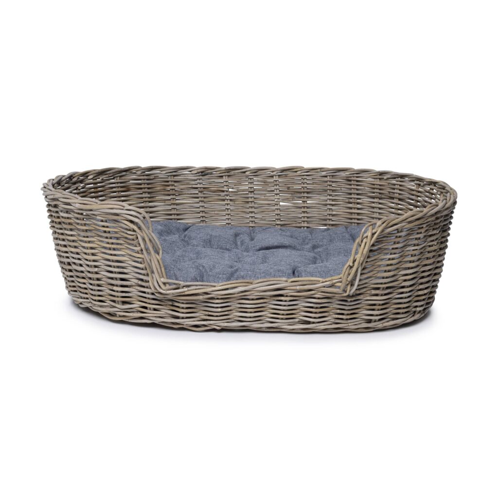 Rattan Hundekorb Oval - 90 cm lang - Naturgrau - PVB Collection