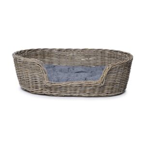 Rattan Hundekorb Oval - 90 cm lang - Naturgrau - PVB Collection