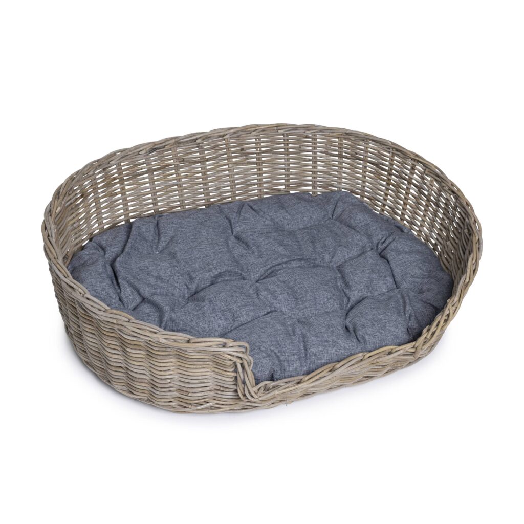 Rattan Hundekorb Oval - 90 cm lang - Naturgrau - PVB Collection
