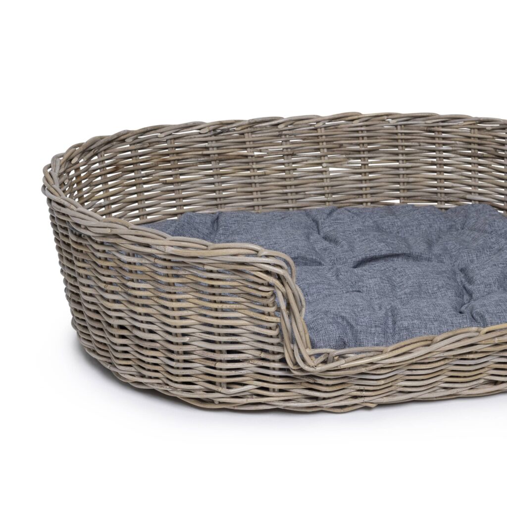 Rattan Hundekorb Oval - 90 cm lang - Naturgrau - PVB Collection