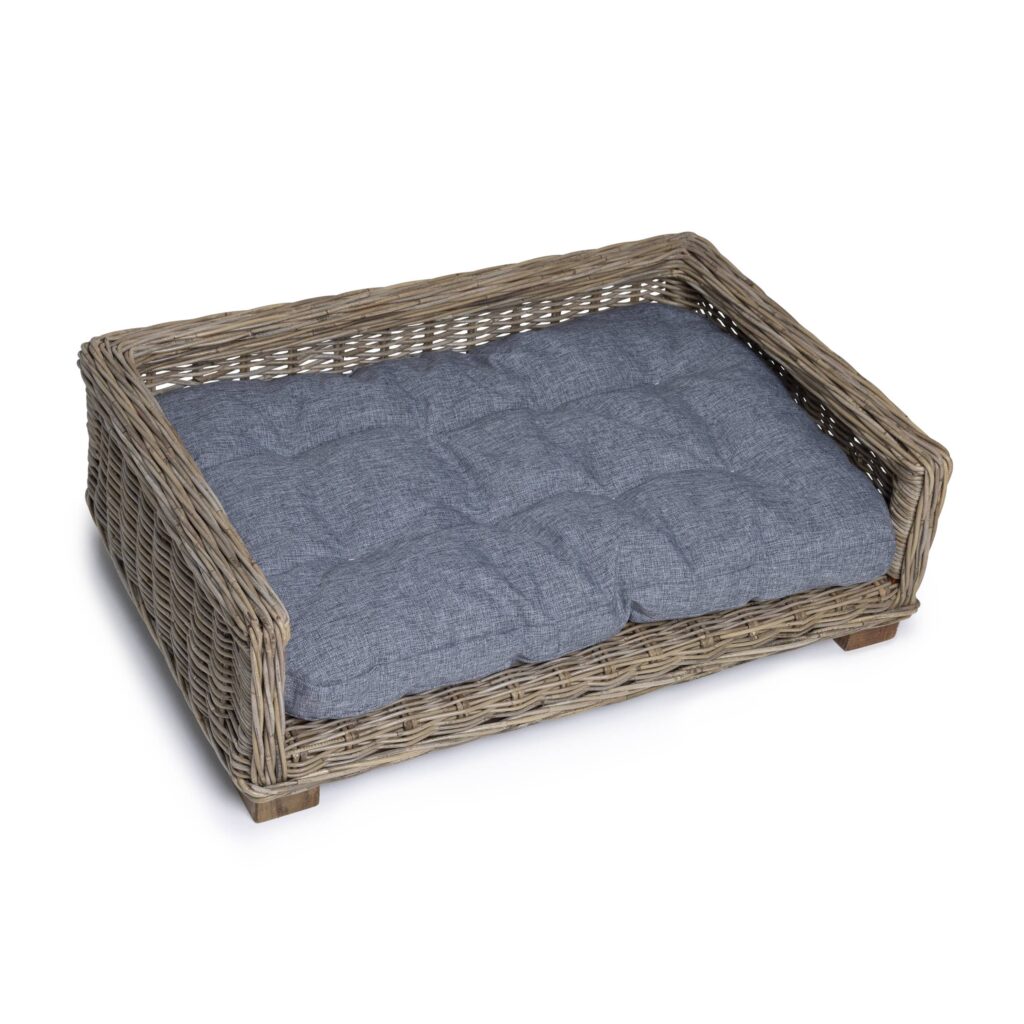 Rattan-Hundekorb Rechteckig - 90 cm lang - Naturgrau - PVB Collection