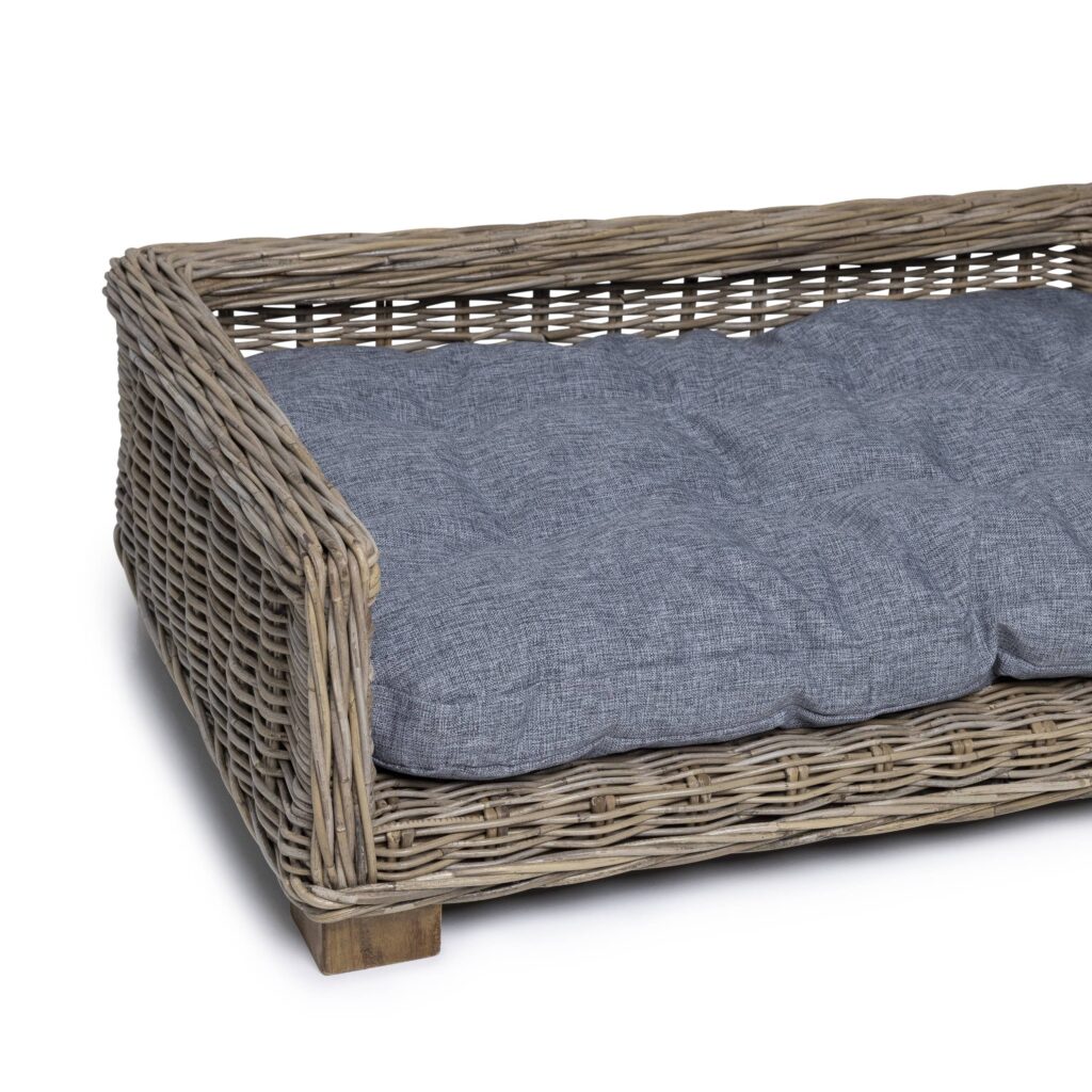 Rattan-Hundekorb Rechteckig - 90 cm lang - Naturgrau - PVB Collection
