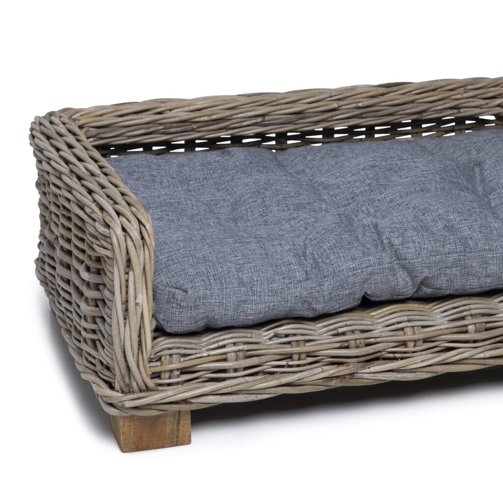 Rattan-Hundekorb Rechteckig - 70 cm lang - Naturgrau - PVB Collection